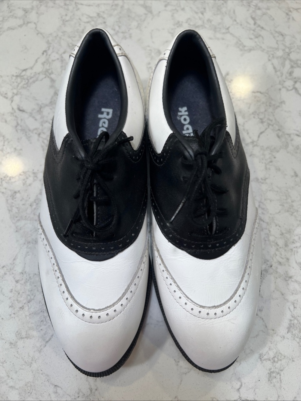 Women’s Reebok Golf Shoes New Size 6.5 Black And White Leather